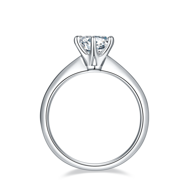 直臂Classic六爪T家S925银镀白金MoissaniteWomen's Ring1ctD级